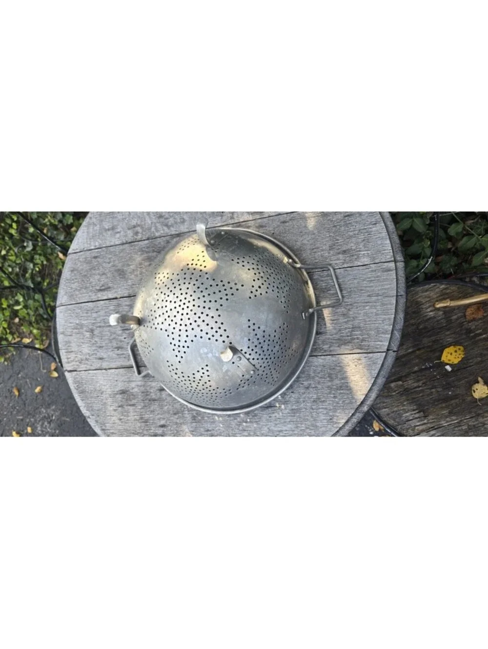 Antique Tin 7 Star Colander 2 Handles Farmhouse 3 Legs 11W”X5
